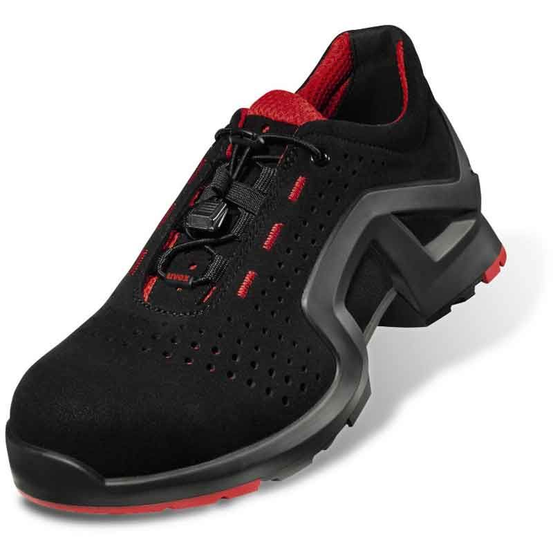 Uvex Sicherheitsschuh S1, ESD, schwarz/rot, gelocht